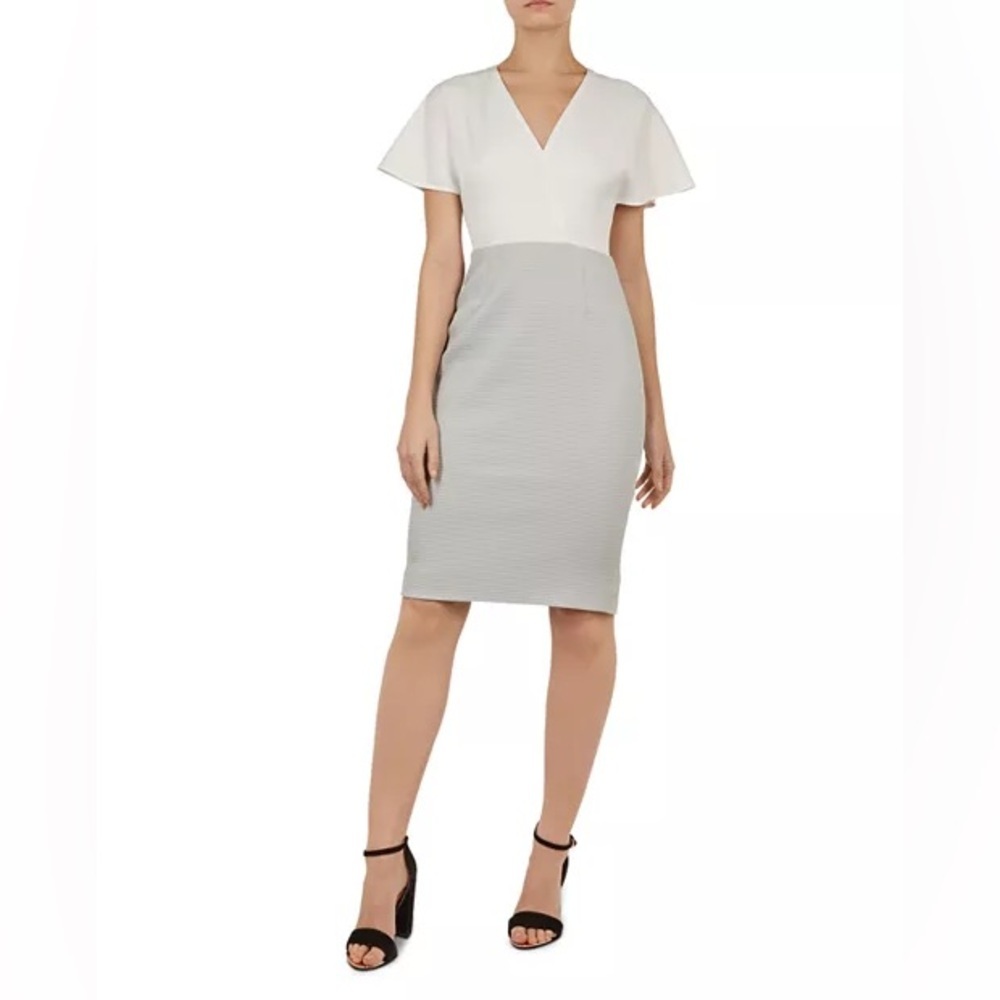 Ted Baker Working Title Reemadd Color-Block Dress In Mid Gray